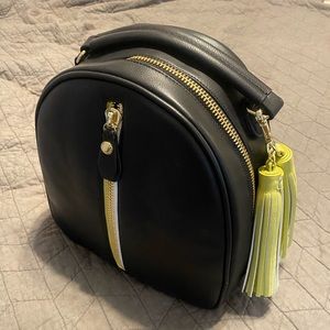 NEW Steve Madden Black Yellow PVC Tassel Backpack